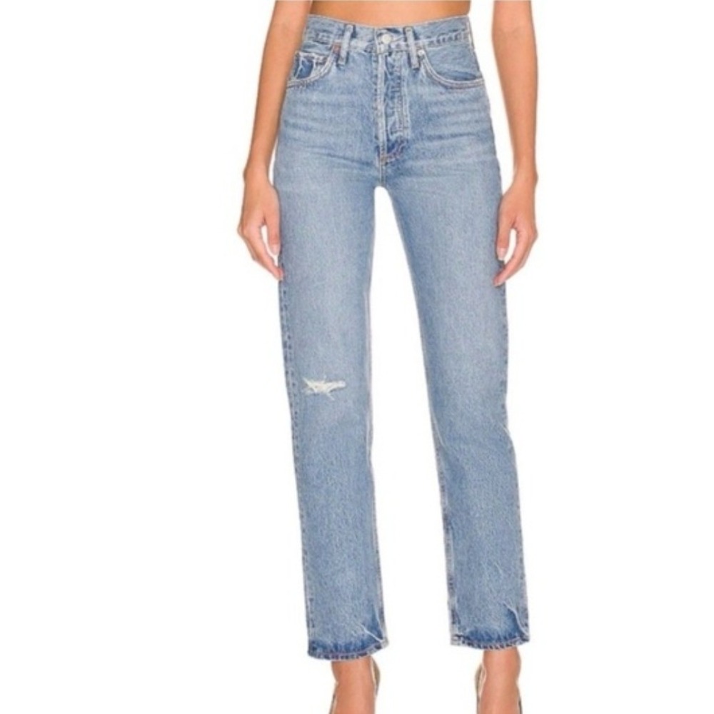 AGOLDE 90s Pinch Waist High Rise Straight Leg Jeans‎ Light Wash Blue Size 24